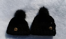 Load image into Gallery viewer, Mommy and Me Chunky Hats with Pompom Set, Adult and Child Hats, Handmade Hat Set