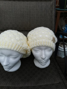 Mommy and Me Chunky Slouch Hat Set, Adult and Child Beret Hats, Handmade Hat Set