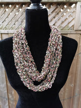 Load image into Gallery viewer, Peach, Green and Blush Scarf, Infinity Scarf, Travel Scarf, all season Accessory