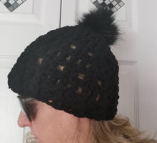 Load image into Gallery viewer, Mommy and Me Chunky Hats with Pompom Set, Adult and Child Hats, Handmade Hat Set