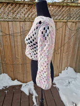 Load image into Gallery viewer, Granny Square Crop Sweater, Crochet Crop Sweater, Cropped Granny Square Cardigan
