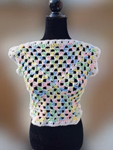 Load image into Gallery viewer, Granny Square Crop Sweater, Crochet Sweater, Crochet Top, Cropped Granny Square Vest
