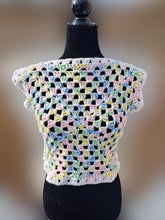 Load image into Gallery viewer, Granny Square Crop Sweater, Crochet Sweater, Crochet Top, Cropped Granny Square Vest