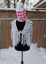 Load image into Gallery viewer, Heart Hat with Matching Cowl Set, Adult Love Hat and Scarf, Handmade Hat & Cowl Set