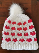 Load image into Gallery viewer, Heart Hat with Matching Cowl Set, Adult Love Hat and Scarf, Handmade Hat & Cowl Set