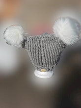 Load image into Gallery viewer, Chunky Hat with Heart, XL Adult Hat, Handmade crochet Heart Hat with Pompoms