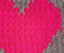 Load image into Gallery viewer, Chunky Hat with Heart, XL Adult Hat, Handmade crochet Heart Hat with Pompoms