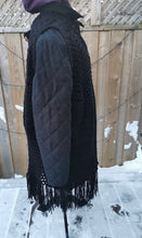 Load image into Gallery viewer, XL crochet Vest, Black Long Vest with fringe, 3XL - 6XL crochet Vest