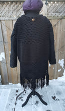 Load image into Gallery viewer, XL crochet Vest, Black Long Vest with fringe, 3XL - 6XL crochet Vest