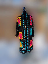 Load image into Gallery viewer, Long Crochet Coat, Granny Square Cardigan, Long Granny Square Jacket, Long Cardigan, Long Crochet Top