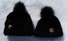 Load image into Gallery viewer, Mommy and Me Chunky Hats with Pompom Set, Adult and Child Hats, Handmade Hat Set