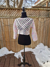 Load image into Gallery viewer, Granny Square Crop Sweater, Crochet Crop Sweater, Cropped Granny Square Cardigan
