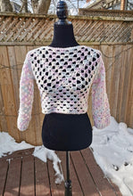Load image into Gallery viewer, Granny Square Crop Sweater, Crochet Crop Sweater, Cropped Granny Square Cardigan