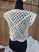 Load image into Gallery viewer, Granny Square Crop Sweater, Crochet Sweater, Crochet Top, Cropped Granny Square Vest