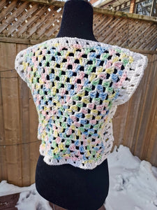 Granny Square Crop Sweater, Crochet Sweater, Crochet Top, Cropped Granny Square Vest