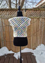 Load image into Gallery viewer, Granny Square Crop Sweater, Crochet Sweater, Crochet Top, Cropped Granny Square Vest