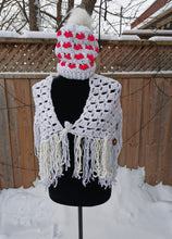 Load image into Gallery viewer, Heart Hat with Matching Cowl Set, Adult Love Hat and Scarf, Handmade Hat & Cowl Set