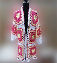 Load image into Gallery viewer, Granny Square Jacket, Crochet Cardigan Jacket, Long Flower Cardigan, Fairy Coat