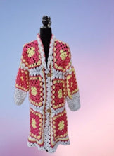 Load image into Gallery viewer, Granny Square Jacket, Crochet Cardigan Jacket, Long Flower Cardigan, Fairy Coat