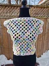 Load image into Gallery viewer, Granny Square Crop Sweater, Crochet Sweater, Crochet Top, Cropped Granny Square Vest