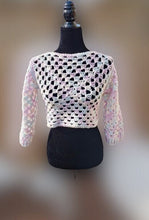 Load image into Gallery viewer, Granny Square Crop Sweater, Crochet Crop Sweater, Cropped Granny Square Cardigan