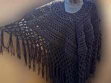 Load image into Gallery viewer, Black Poncho, PLUS Sized Crochet Poncho, Crochet Boho Top