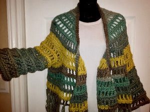 Green, Lime Green Ombre Cardigan