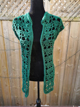 Load image into Gallery viewer, Open Lace Green Crochet Vest by Claudia's Crochet Creations