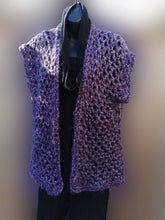 Load image into Gallery viewer, Purple Vest, Hygge Vest, Purple and Grey soft Mid Length Vest Jacket