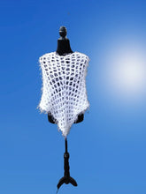 Load image into Gallery viewer, White Fun Fur PONCHO, Crochet Cowl, Crochet Wrap