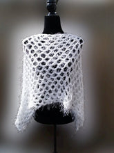 Load image into Gallery viewer, White Fun Fur PONCHO, Crochet Cowl, Crochet Wrap