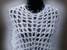 Load image into Gallery viewer, White Fun Fur PONCHO, Crochet Cowl, Crochet Wrap