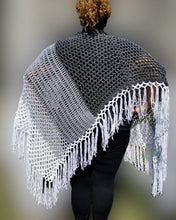 Load image into Gallery viewer, Long Asymmetrical Textured Grey Crochet Poncho, Plus Size Poncho