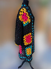 Load image into Gallery viewer, Long Crochet Coat, Granny Square Cardigan, Long Granny Square Jacket, Long Cardigan, Long Crochet Top