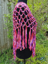 Load image into Gallery viewer, Pink & Purple Ribbon Crochet Poncho