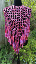 Load image into Gallery viewer, Pink & Purple Ribbon Crochet Poncho