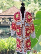 Load image into Gallery viewer, Granny Square Jacket, Crochet Cardigan Jacket, Long Flower Cardigan, Fairy Coat