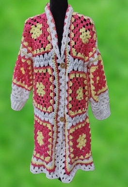  Crochet Flower Cardigan Top Elegant Long Coat Chic