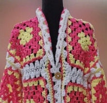 Load image into Gallery viewer, Granny Square Jacket, Crochet Cardigan Jacket, Long Flower Cardigan, Fairy Coat