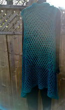 Load image into Gallery viewer, Teal Vest, Long Lacy Crochet Teal Duster
