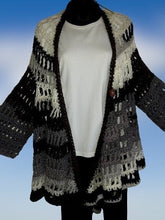 Load image into Gallery viewer, Plus Sized Cardigan, Black, White and Grey Ombre Long Cardigan