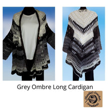 Load image into Gallery viewer, Plus Sized Cardigan, Black, White and Grey Ombre Long Cardigan