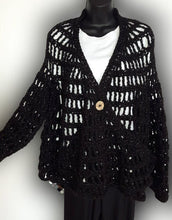 Load image into Gallery viewer, Black and Gold Cardigan, Crochet Cardigan