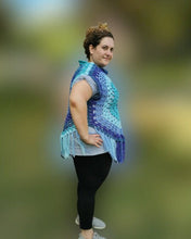 Load image into Gallery viewer, BLUE Mandela Circle Top, Crochet Vest, Crochet Cardigan