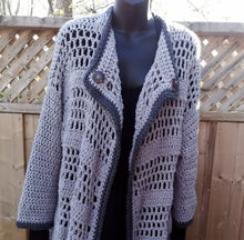 Load image into Gallery viewer, Grey Long Cardigan, Plus size Jacket