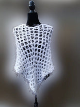 Load image into Gallery viewer, White Fun Fur PONCHO, Crochet Cowl, Crochet Wrap