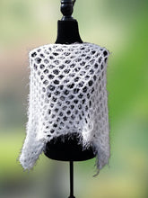 Load image into Gallery viewer, White Fun Fur PONCHO, Crochet Cowl, Crochet Wrap