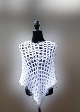Load image into Gallery viewer, White Fun Fur PONCHO, Crochet Cowl, Crochet Wrap