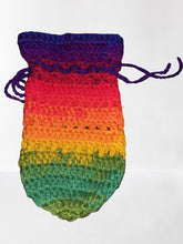 Load image into Gallery viewer, Rainbow Crochet Pouch , Healing Wand Holder, Crystal pouch, Herb pouch, Crystal Charging Pouch