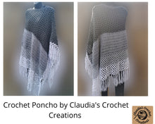 Load image into Gallery viewer, Long Asymmetrical Textured Grey Crochet Poncho, Plus Size Poncho